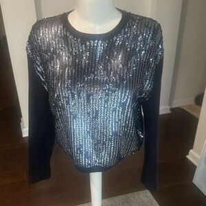 3:1 Phillip Lim Navy Blue Wool & Sequined Embellished Sweater M